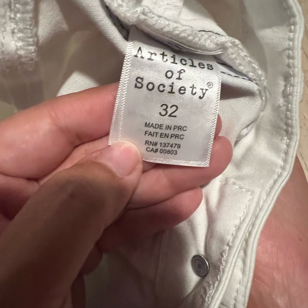 Articles of Society White Denim with Black Accent Stripes - Picture 7 of 10